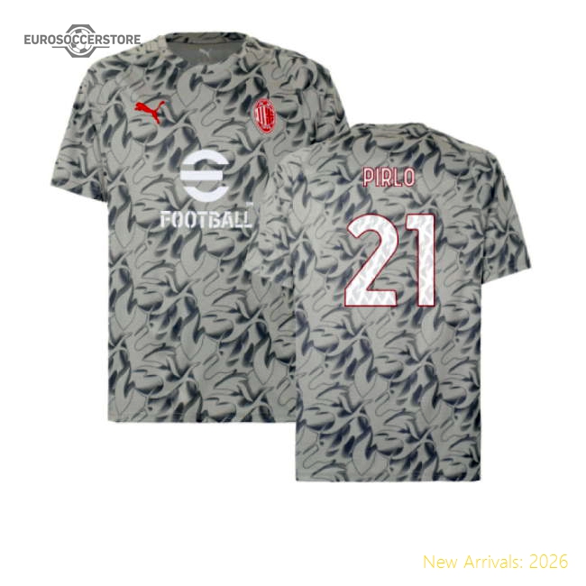 2025-2026 AC Milan Warm Up Jersey (Smokey Gray) (Pirlo 21)-Vantage Point Soccer