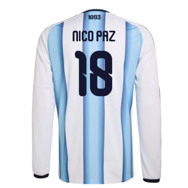 2026-2027 Argentina Long Sleeve Home Shirt (Nico Paz 18)-Vantage Point Soccer