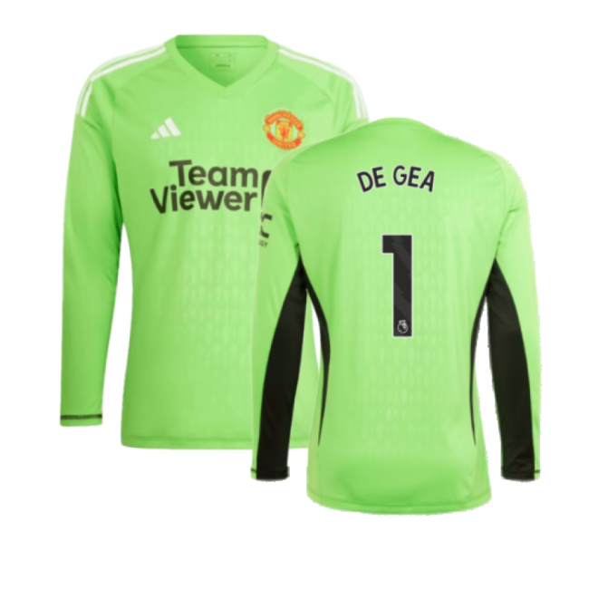 2023-2024 Man Utd Home Goalkeeper Shirt (Solar Green) (DE GEA 1)-Vantage Point Soccer