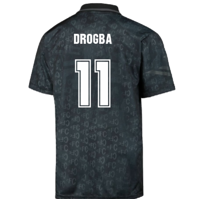 Chelsea 1992 Black Out Retro Football Shirt (Drogba 11)-Vantage Point Soccer