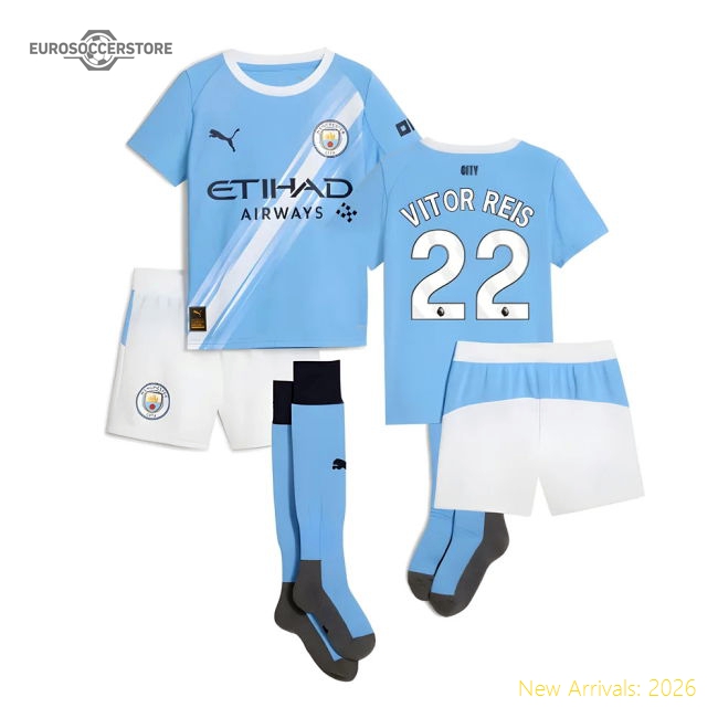2025-2026 Man City Home Mini Kit (Vitor Reis 22)-Vantage Point Soccer