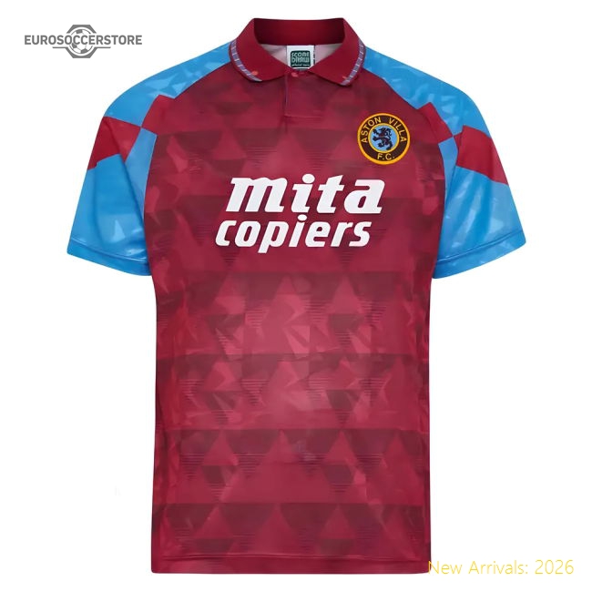 Score Draw Aston Villa 1990 Retro Football Shirt (McGrath 5)-Vantage Point Soccer
