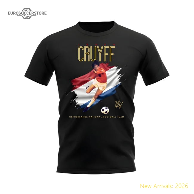 Johann Cruyff Holland Image T-Shirt (Black)-Vantage Point Soccer