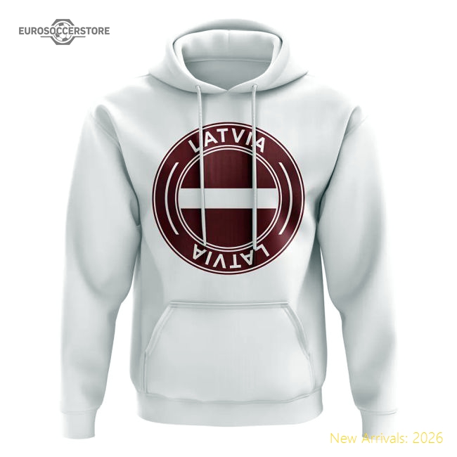 Latvia Football Badge Hoodie (White)-Vantage Point Soccer