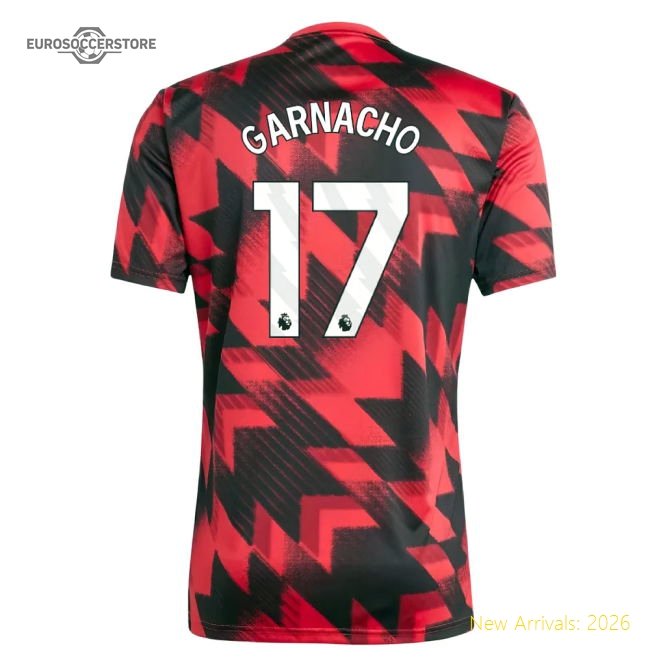 2025-2026 Man Utd Pre-Match Shirt (Red) (Garnacho 17)-Vantage Point Soccer