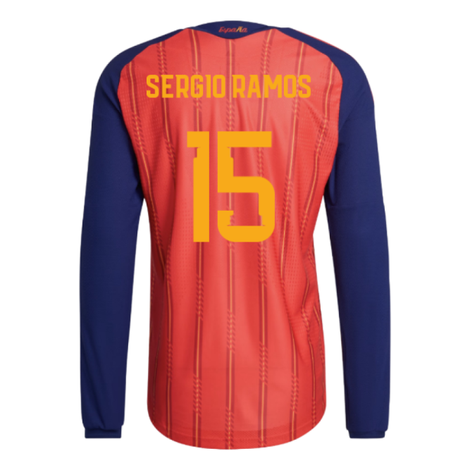 2026-2027 Spain Authentic Long Sleeve Home Shirt (Sergio Ramos 15)-Vantage Point Soccer
