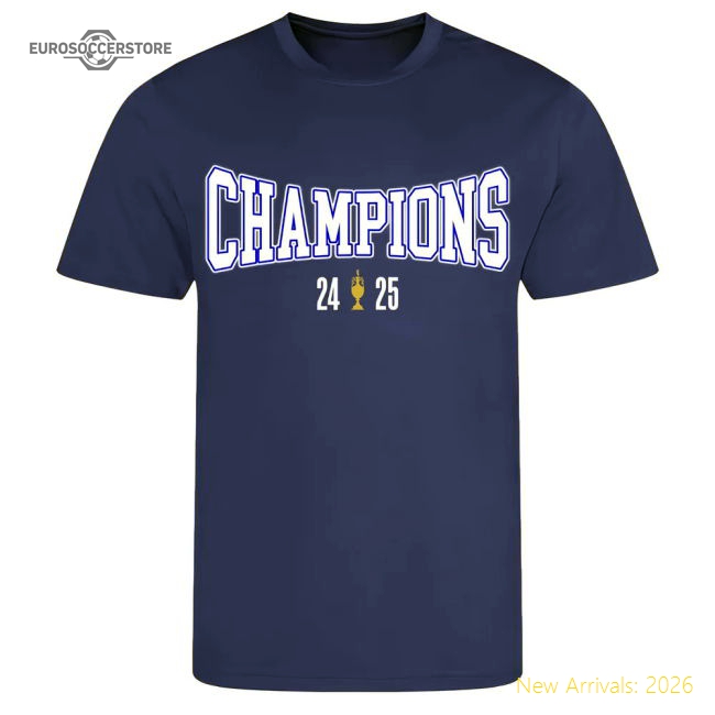 Leeds United 2024-25 Champions T-Shirt (Blue)-Vantage Point Soccer