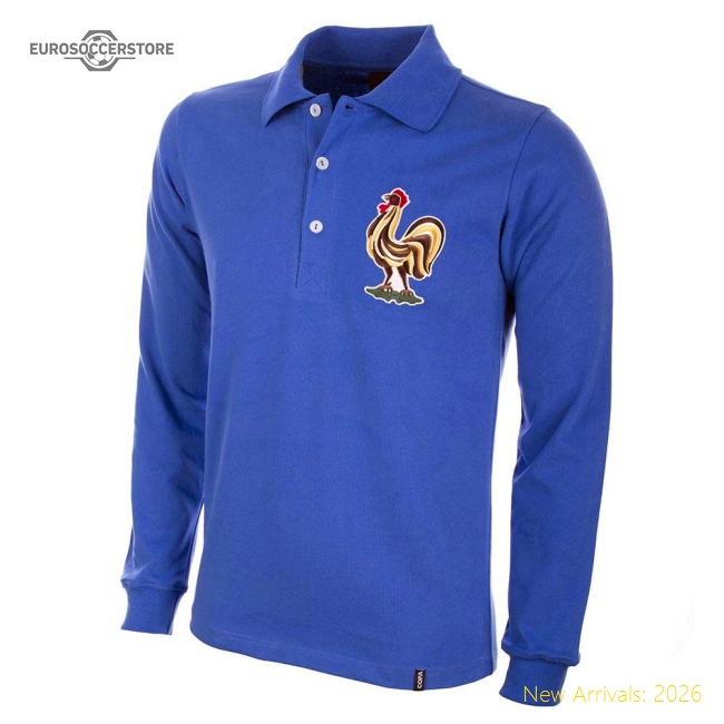 France 1950's Long Sleeve Retro Football Shirt-Vantage Point Soccer