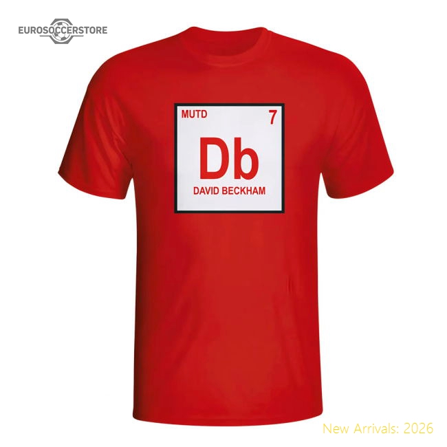 David Beckham Man Utd Periodic Table T-shirt (red) - Kids-Vantage Point Soccer