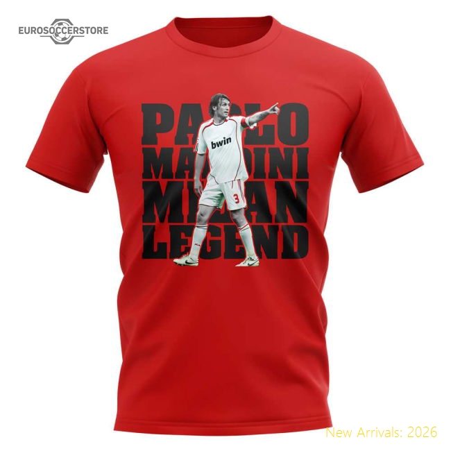 Paolo Maldini AC Milan Player T-Shirt (Red)-Vantage Point Soccer
