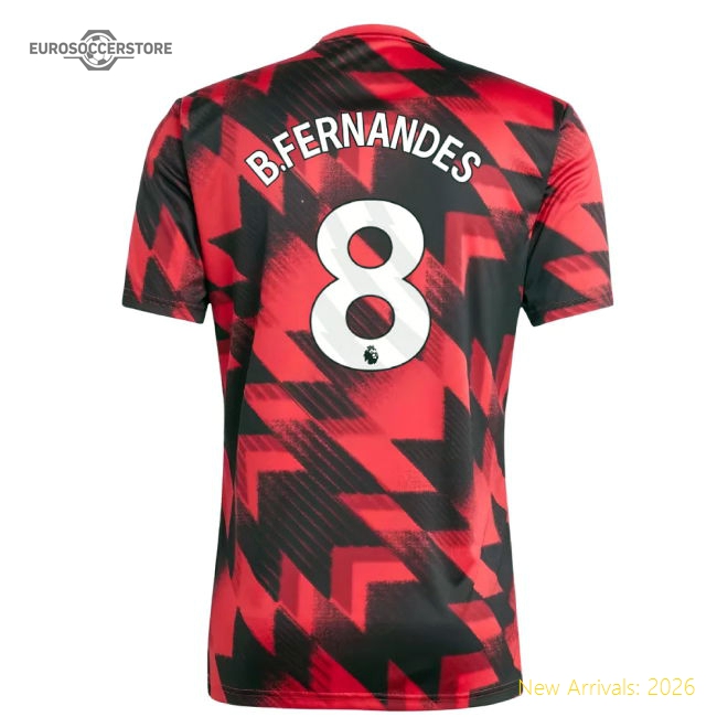 2025-2026 Man Utd Pre-Match Shirt (Red) (B.Fernandes 8)-Vantage Point Soccer