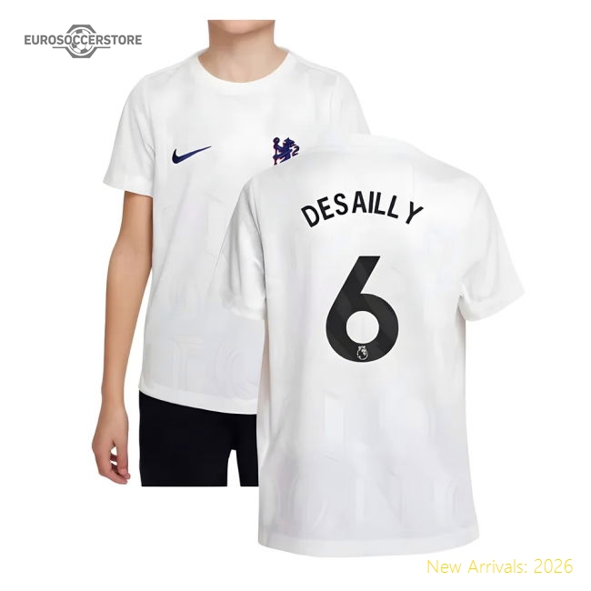 2025-2026 Chelsea Pre-Match Shirt (White) - Kids (Desailly 6)-Vantage Point Soccer
