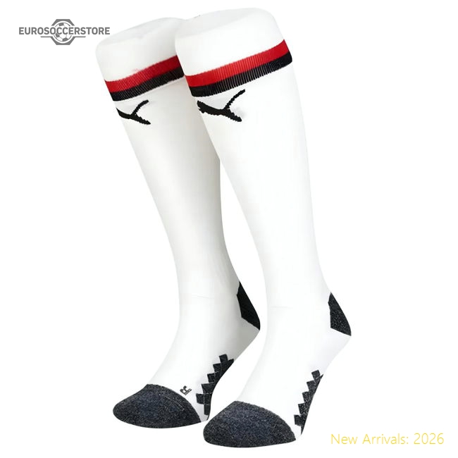 2018-2019 AC Milan Puma Home Football Socks (White) - Kids-Vantage Point Soccer