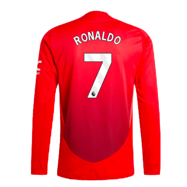 2024-2025 Man Utd Authentic Long Sleeve Home Shirt (Ronaldo 7)-Vantage Point Soccer
