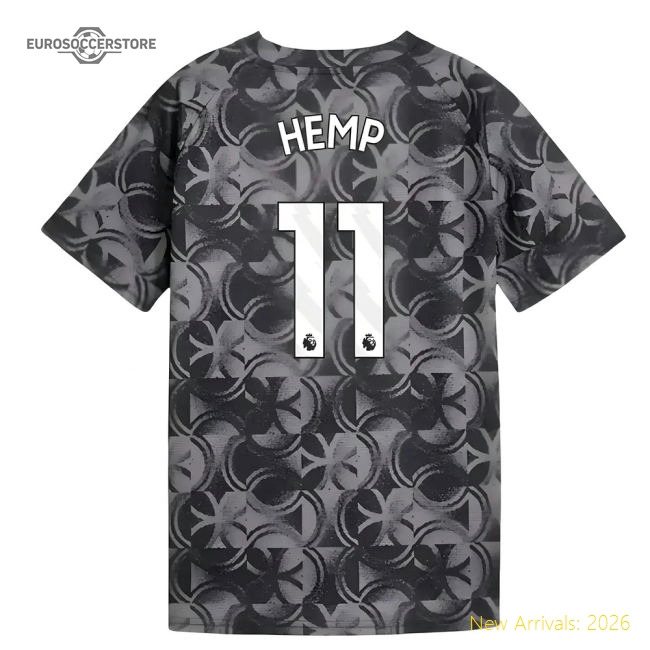 2025-2026 Man City Warm Up Jersey (Black) - Kids (Hemp 11)-Vantage Point Soccer