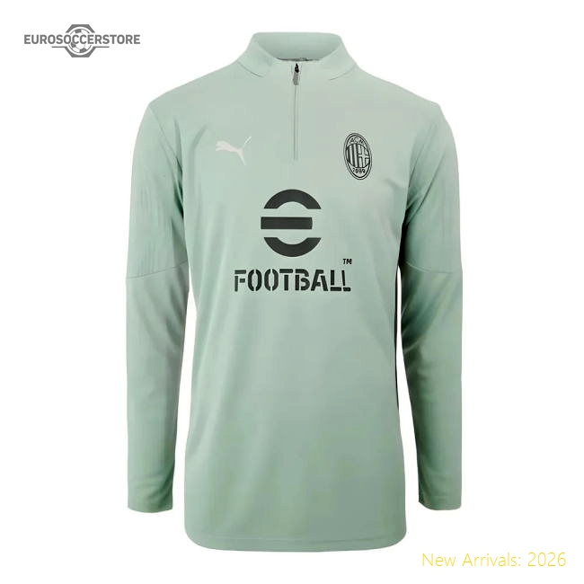 2024-2025 AC Milan Training 1/4 Zip Top (Green Fog)-Vantage Point Soccer