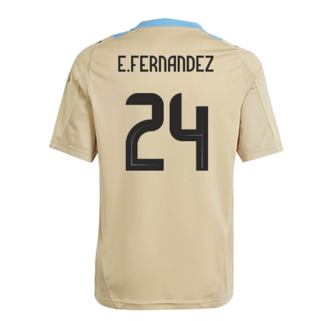 2024-2025 Argentina Training Jersey (Hazy Beige) - Kids (E.FERNANDEZ 24)-Vantage Point Soccer