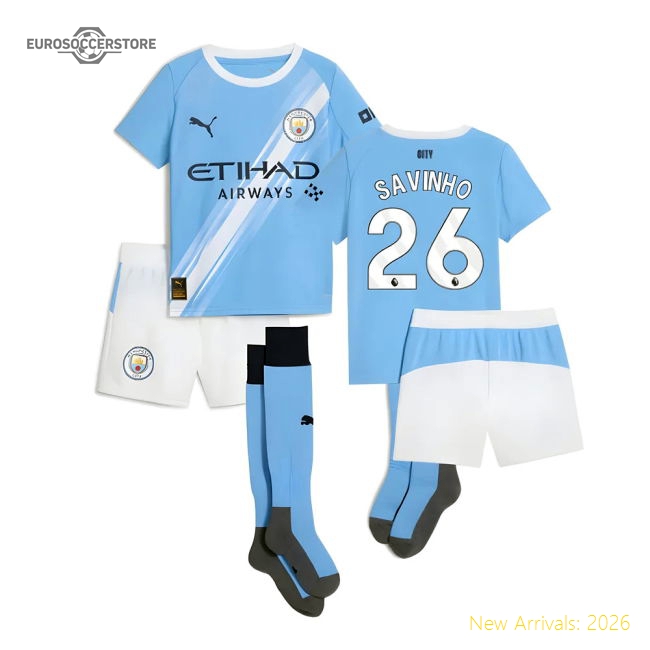 2025-2026 Man City Home Mini Kit (Savinho 26)-Vantage Point Soccer