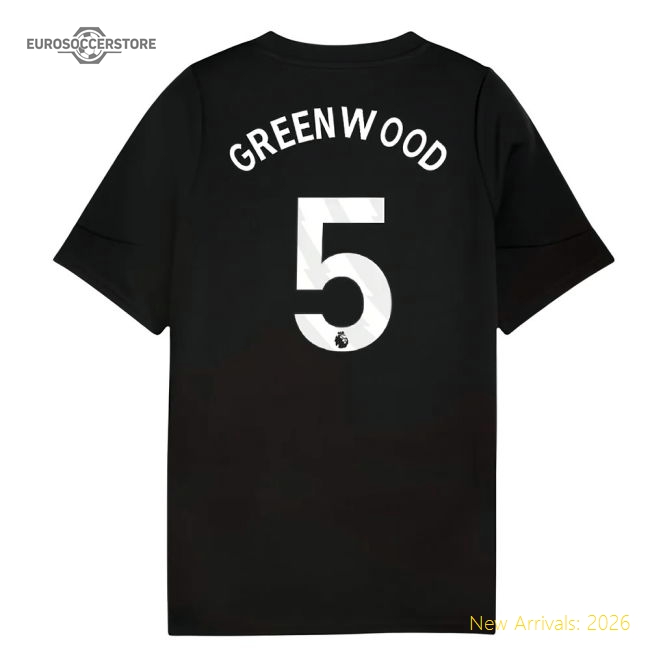 2025-2026 Man City Training Jersey (Black) - Kids (Greenwood 5)-Vantage Point Soccer