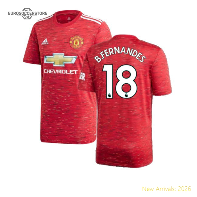 2020-2021 Man Utd Adidas Home Football Shirt (B.FERNANDES 18)-Vantage Point Soccer
