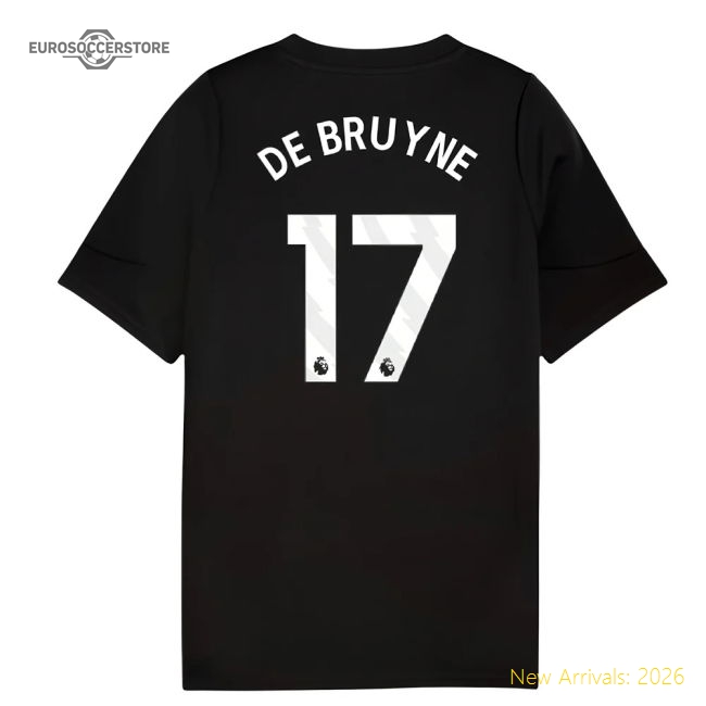 2025-2026 Man City Training Jersey (Black) - Kids (De Bruyne 17)-Vantage Point Soccer