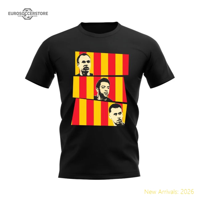 Iniesta Xavi Busquets Spain Trio T-Shirt (Black)-Vantage Point Soccer