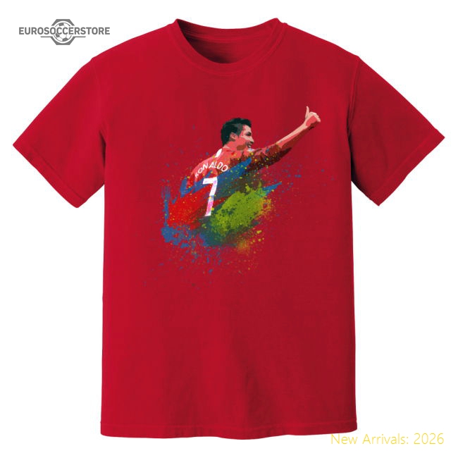 Cristiano Ronaldo Man United Art T-Shirt (Red)-Vantage Point Soccer