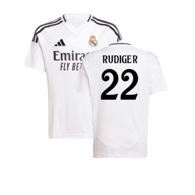 2024-2025 Real Madrid Home Shirt (Kids) (Rudiger 22)-Vantage Point Soccer