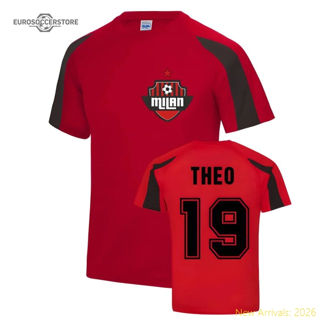 Theo Hernandez Milan Sport Training Jersey (Red)-Vantage Point Soccer