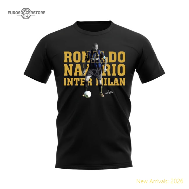 Ronaldo Nazario Inter Milan Player Tee (Black)-Vantage Point Soccer