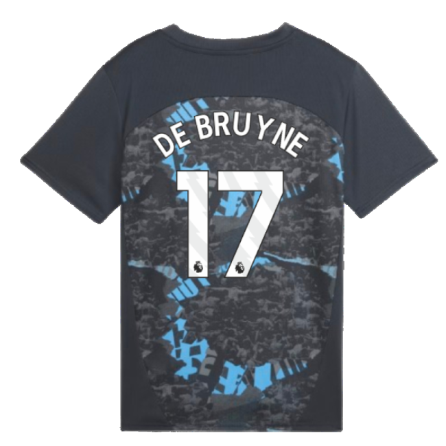 2024-2025 Man City Prematch SS Jersey (Strong Gray) - Kids (De Bruyne 17)-Vantage Point Soccer