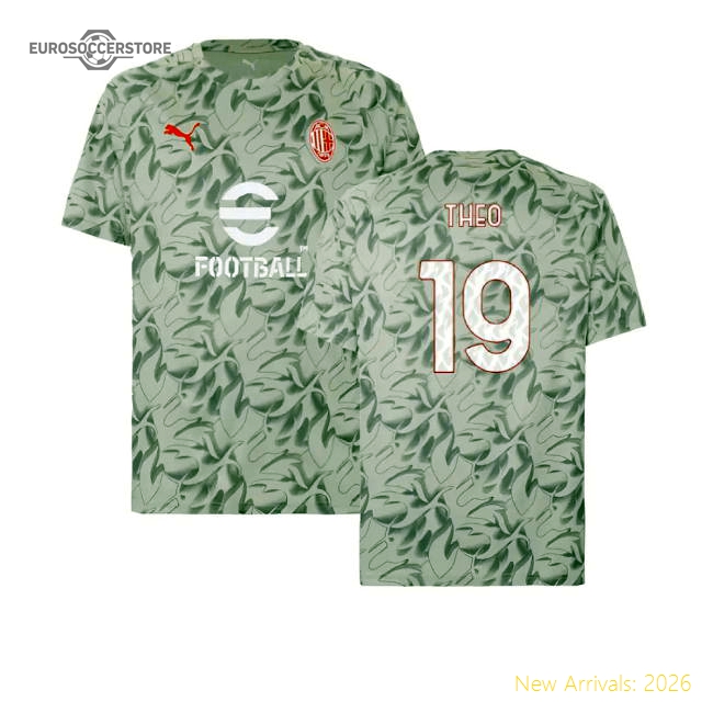 2025-2026 AC Milan Warm Up Jersey (Smokey Gray) (Theo 19)-Vantage Point Soccer