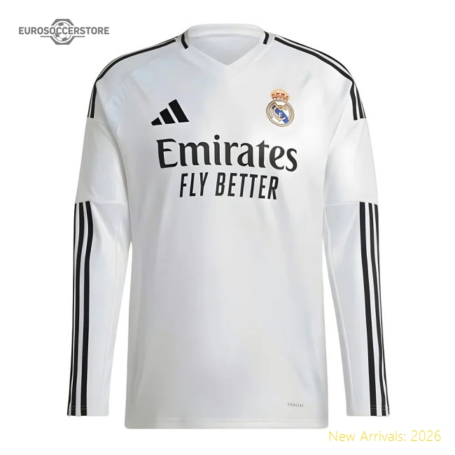 2024-2025 Real Madrid Long Sleeve Home Shirt-Vantage Point Soccer