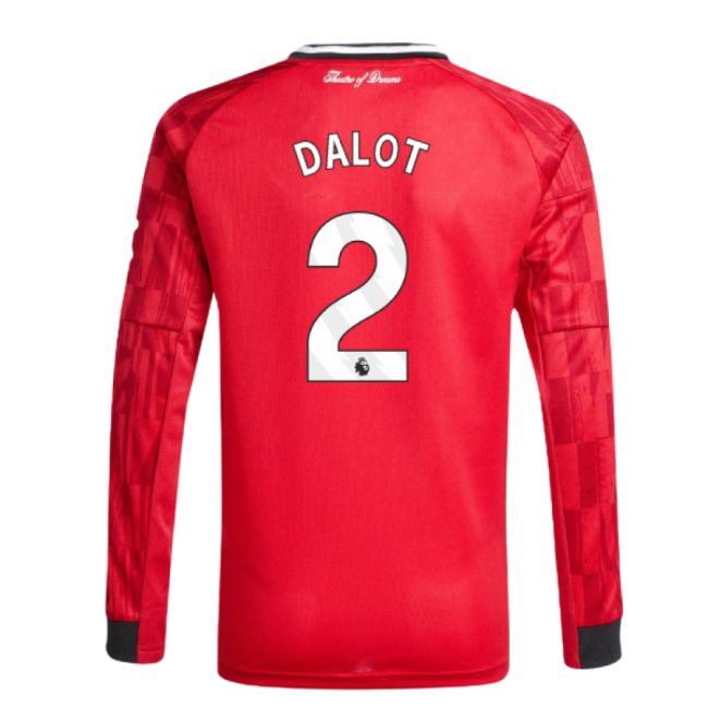 2025-2026 Man Utd Long Sleeve Home Shirt (Kids) (Dalot 2)-Vantage Point Soccer
