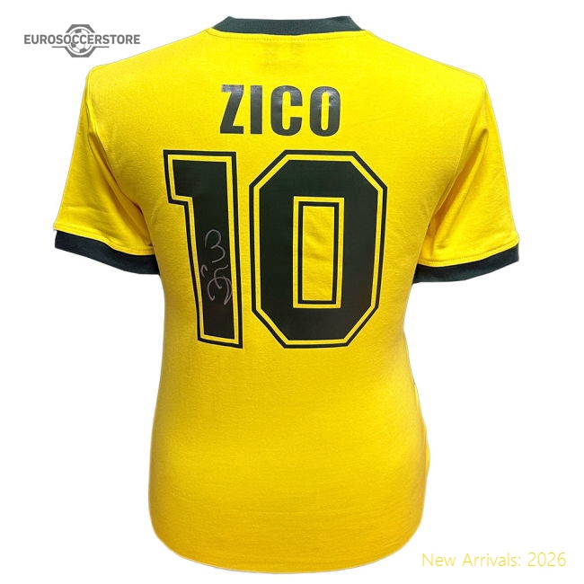 Brasil 1982 Zico Signed Shirt-Vantage Point Soccer