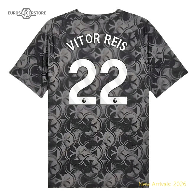 2025-2026 Man City Warm Up Jersey (Black) (Vitor Reis 22)-Vantage Point Soccer
