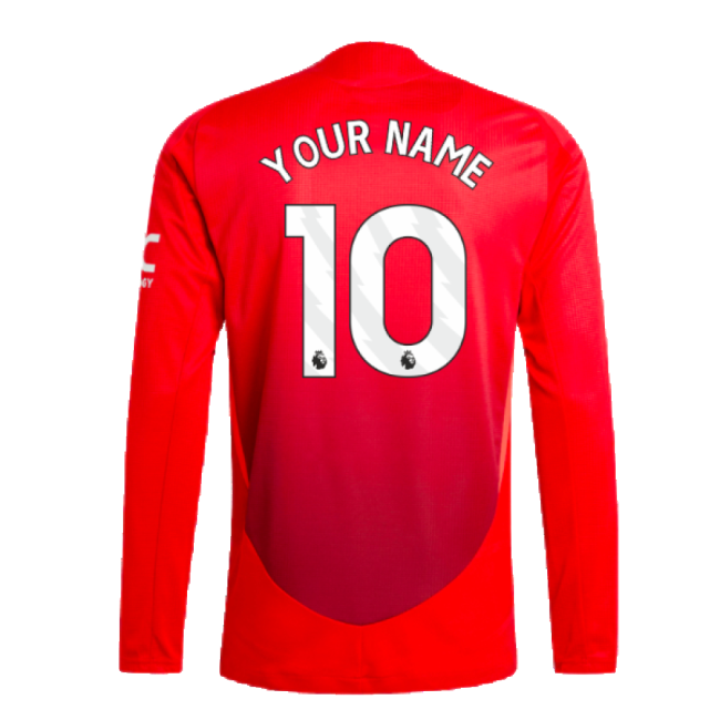 2024-2025 Man Utd Authentic Long Sleeve Home Shirt (Your Name)-Vantage Point Soccer