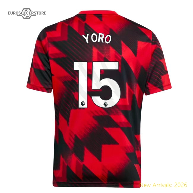 2025-2026 Man Utd Pre-Match Shirt (Red) - Kids (Yoro 15)-Vantage Point Soccer