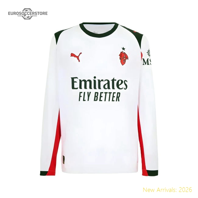 2025-2026 AC Milan Long Sleeve Away Shirt-Vantage Point Soccer