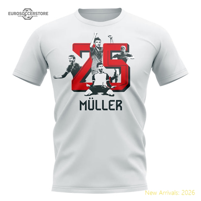 Thomas Muller Bayern Munich 25 T-Shirt (White)-Vantage Point Soccer