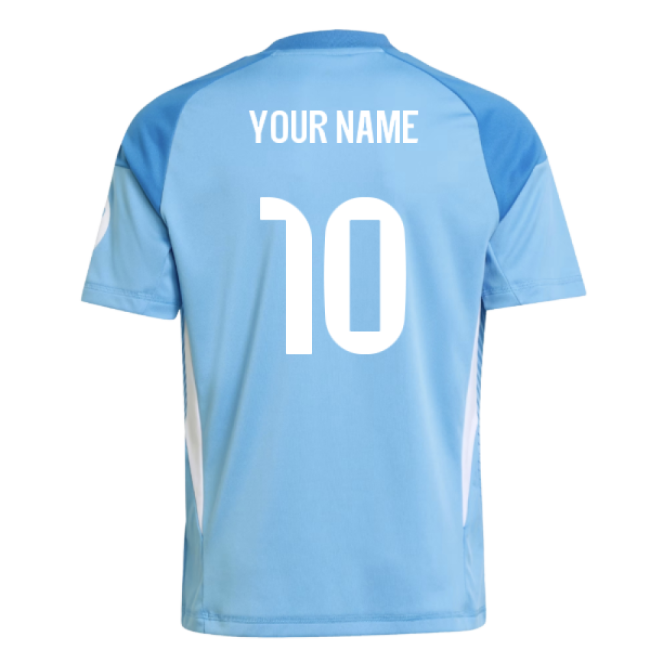 2025-2026 Real Madrid Home Goalkeeper Shirt (Blue) - Kids (Your Name)-Vantage Point Soccer