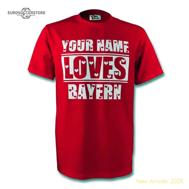 Your Name Loves Bayern Munich T-shirt (red) - Kids-Vantage Point Soccer