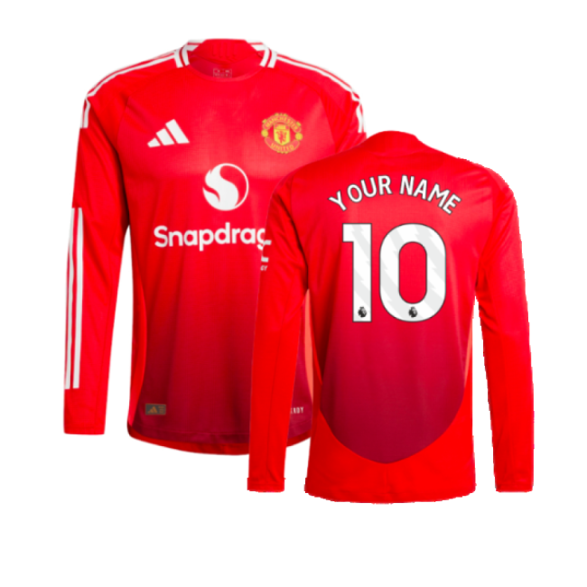 2024-2025 Man Utd Authentic Long Sleeve Home Shirt (Your Name)-Vantage Point Soccer