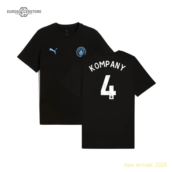 2025-2026 Man City FtblESS Tee (Black) (Kompany 4)-Vantage Point Soccer