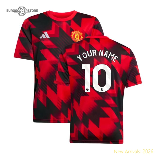 2025-2026 Man Utd Pre-Match Shirt (Red) - Kids (Your Name)-Vantage Point Soccer