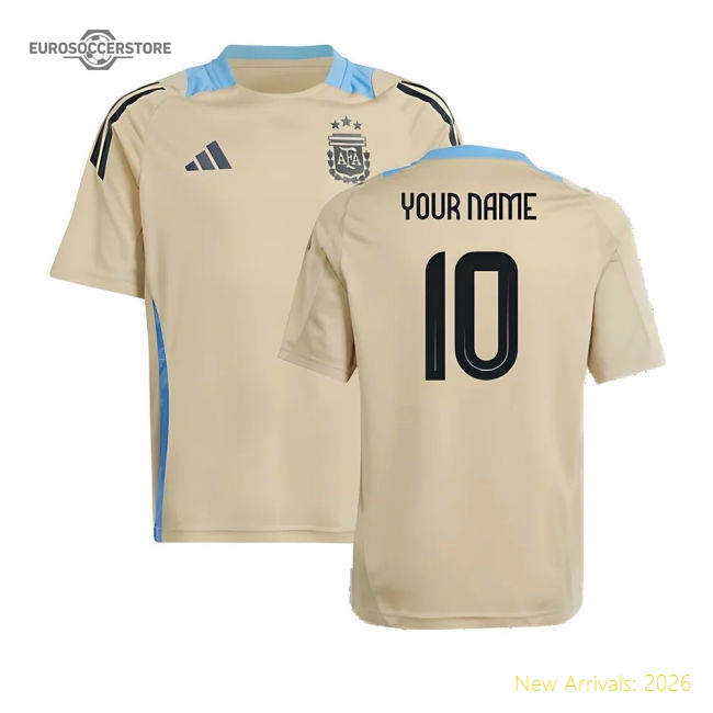 2024-2025 Argentina Training Jersey (Hazy Beige) - Kids (Your Name)-Vantage Point Soccer