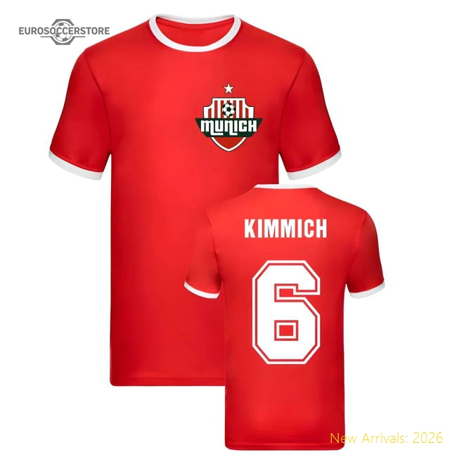 Joshua Kimmich Bayern Munich Ringer Tee (Red)-Vantage Point Soccer