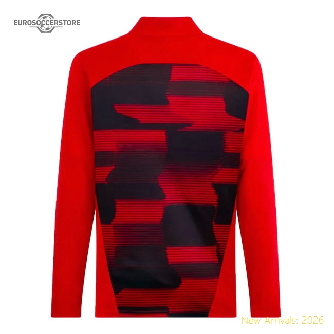 2024-2025 AC Milan Prematch 1/4 Zip Top (Red)-Vantage Point Soccer