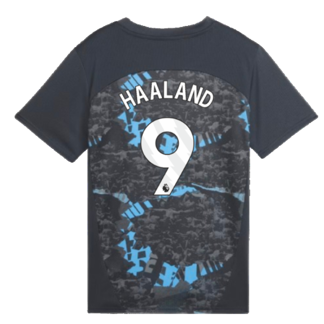 2024-2025 Man City Prematch SS Jersey (Strong Gray) - Kids (Haaland 9)-Vantage Point Soccer