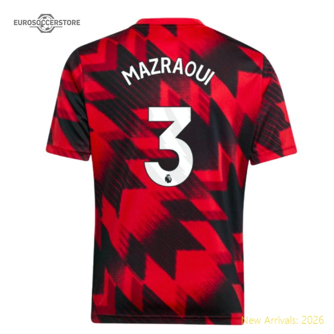 2025-2026 Man Utd Pre-Match Shirt (Red) - Kids (Mazraoui 3)-Vantage Point Soccer